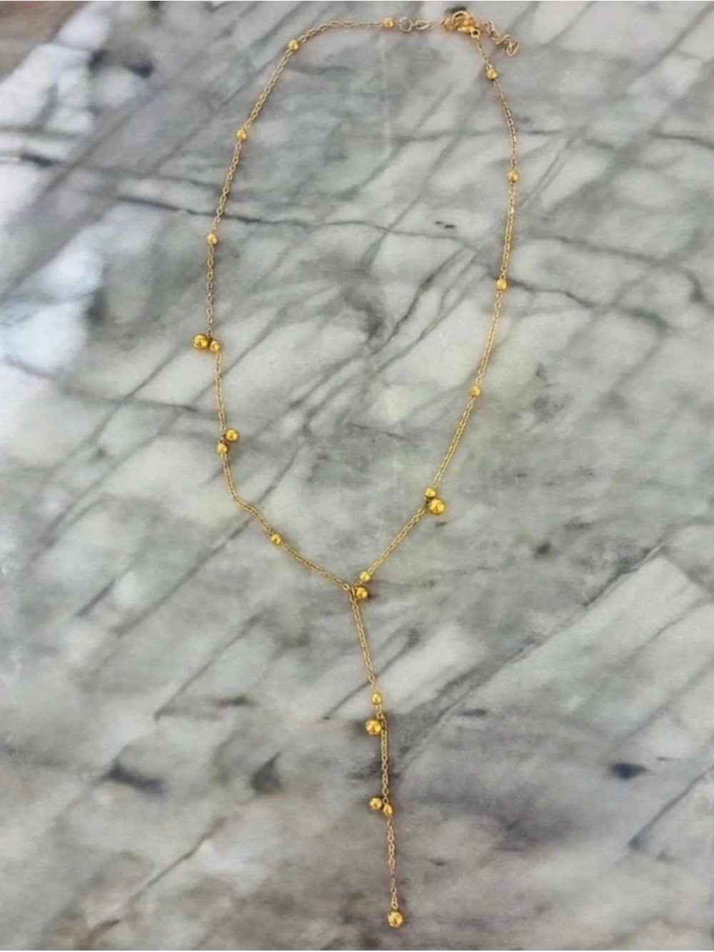 Vintage Gold Bead Y-Drop Necklace
